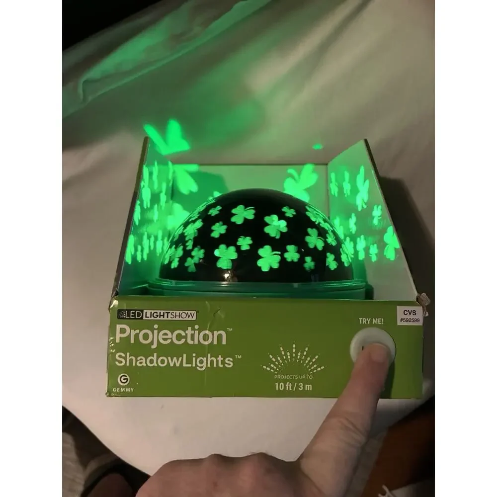 LED Lightshow Projection ShadowLights Rotating LED Dome Shamrocks - Green